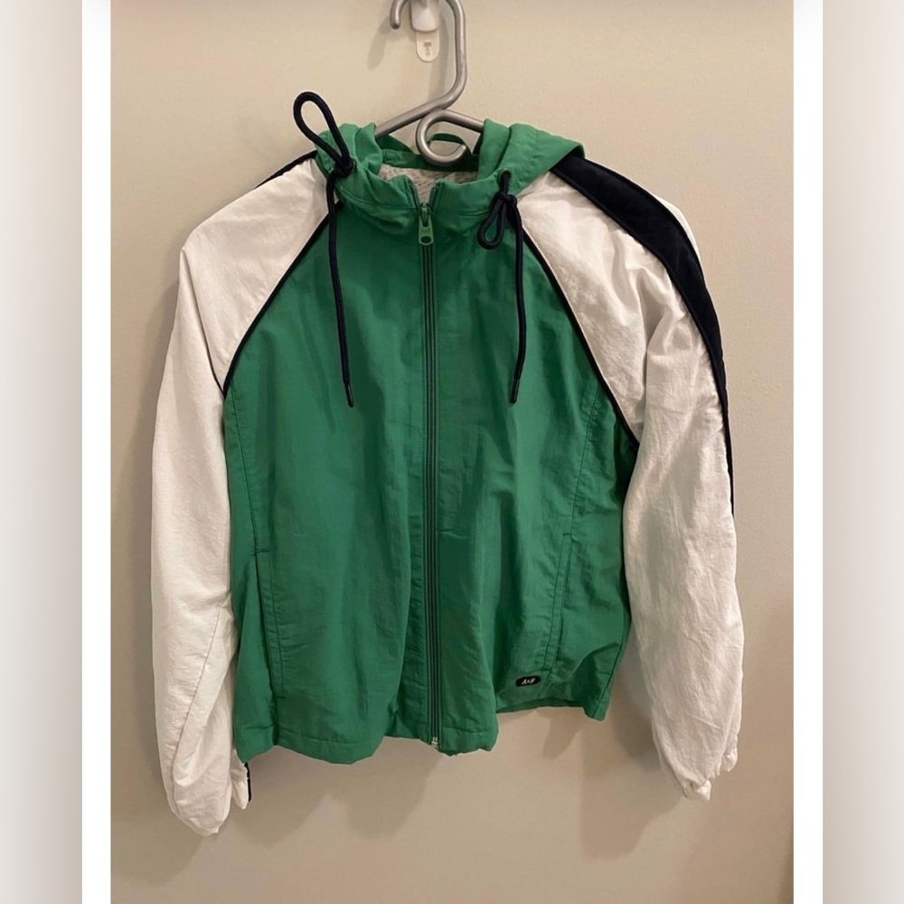 Abercrombie green and white windbreaker size S